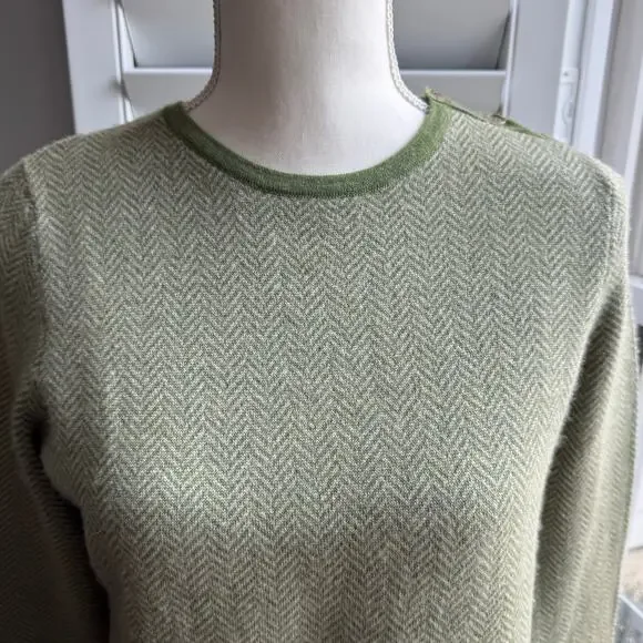 LIZ CLAIBORNE Sweater Womens PM Green 100% Merino Wool Breathable Natural Fiber - Picture 6 of 11